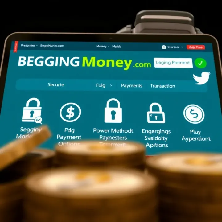 Payment Methods and Security on BeggingMoney.com Graphic illustrating secure payment options and transaction safety