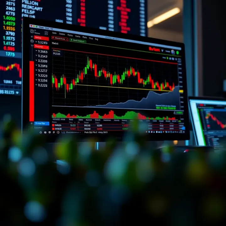 Computer screen showing binary bot software interface with trading graphs and settings
