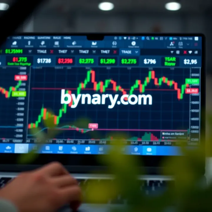 User interface of Binary.com trading platform showing market charts and trading options