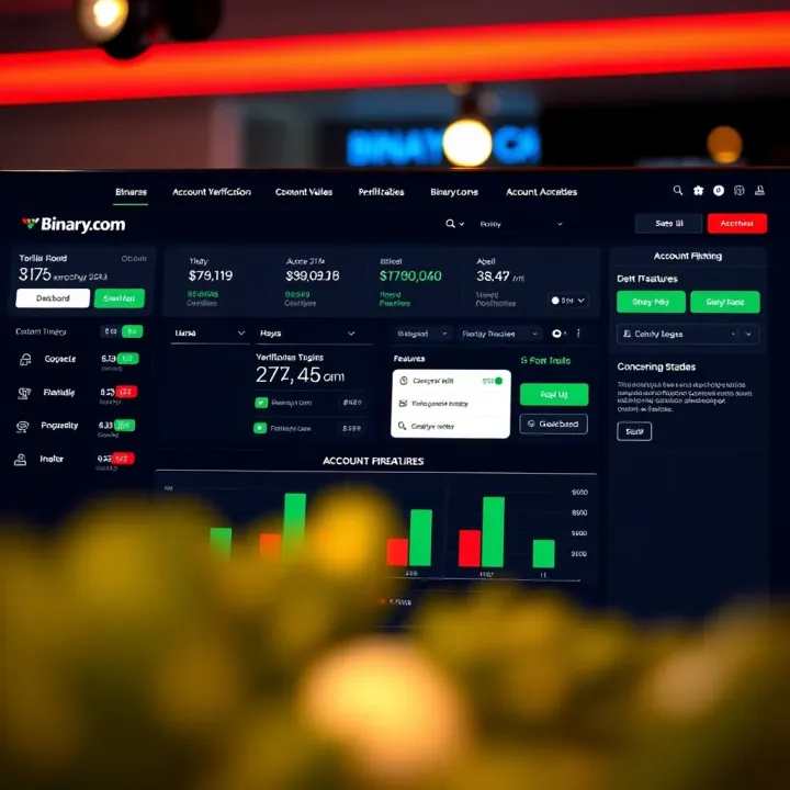Account Verification and Features on Binary.com Dashboard showing account verification status and key features accessible to Kenyan users