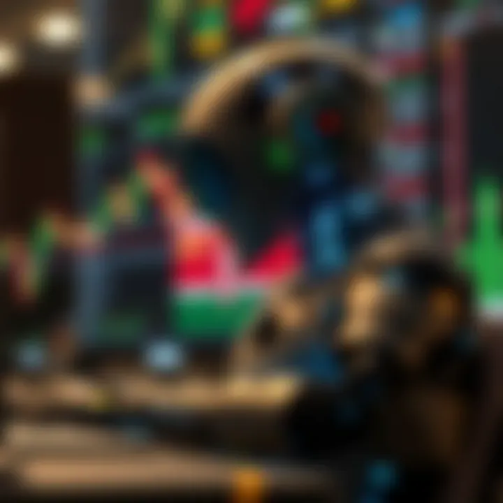 Automated Financial Trading with Kenyan Market Focus Illustration of a digital robot managing financial data and trading signals with Kenyan flag colors