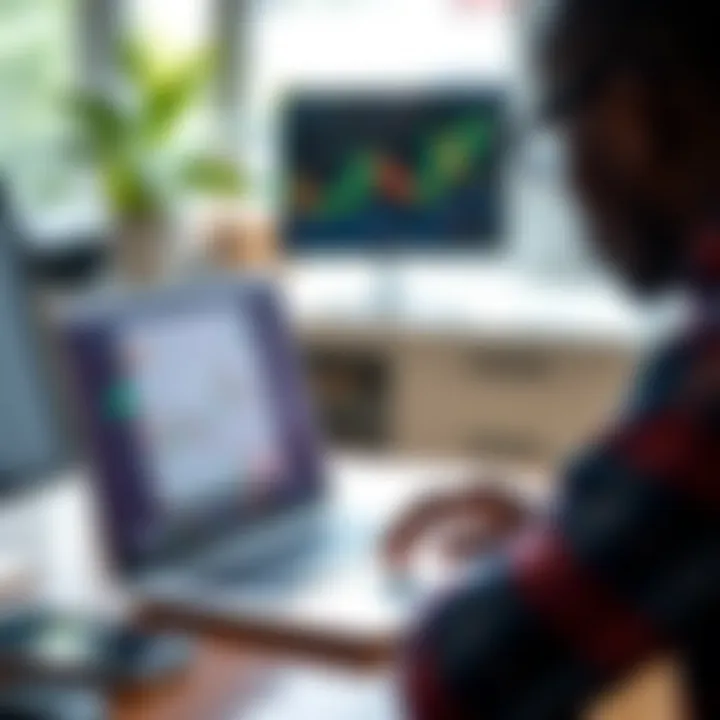 Kenyan trader using laptop to register on binary trading platform with clear interface