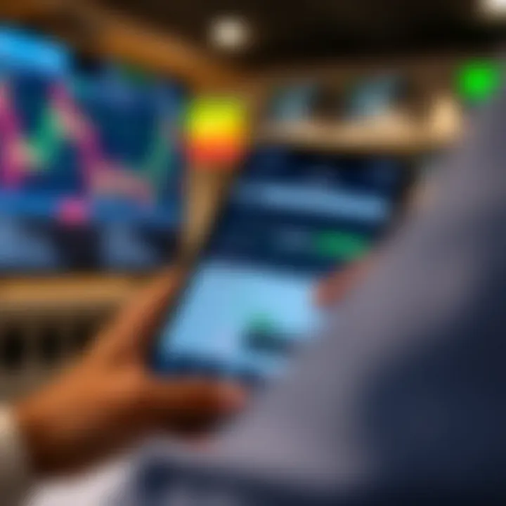 Mobile phone displaying various trading app features and charts for Kenyan market