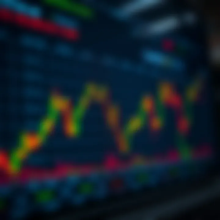 Graph showing upward and downward trends in cryptocurrency trading in a digital interface