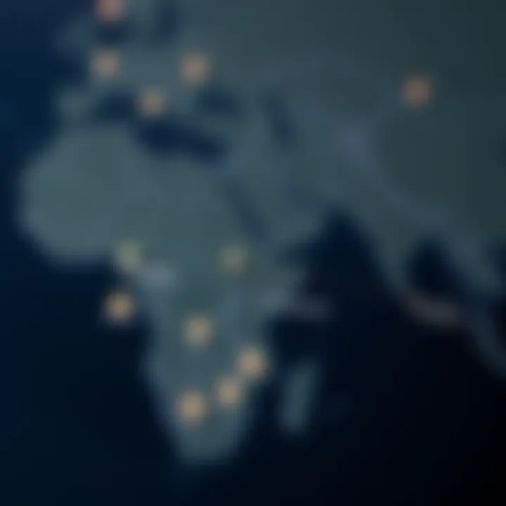 Map highlighting Kenya and international regions with icons symbolizing regulatory compliance and secure online trading