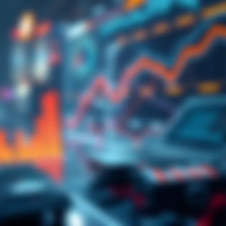 Conceptual visualization of forecasting future events using data and analytics