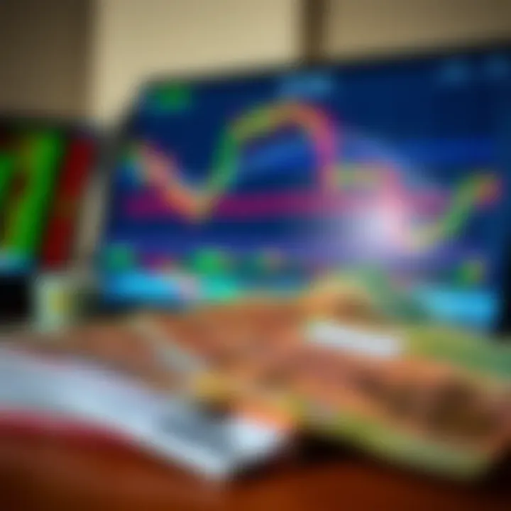Collection of forex trading charts and Kenyan currency notes illustrating online trading activity
