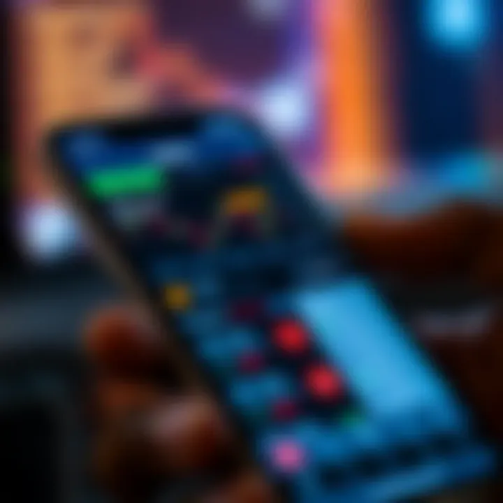 User interface of the Deriv app showing trading options and market charts on a smartphone screen