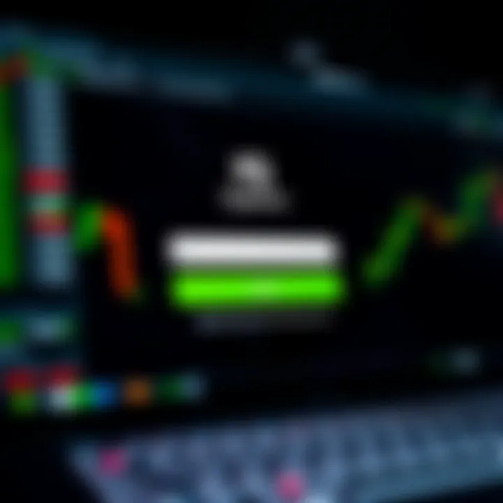 User interface displaying IQ Option login screen with fields for username and password