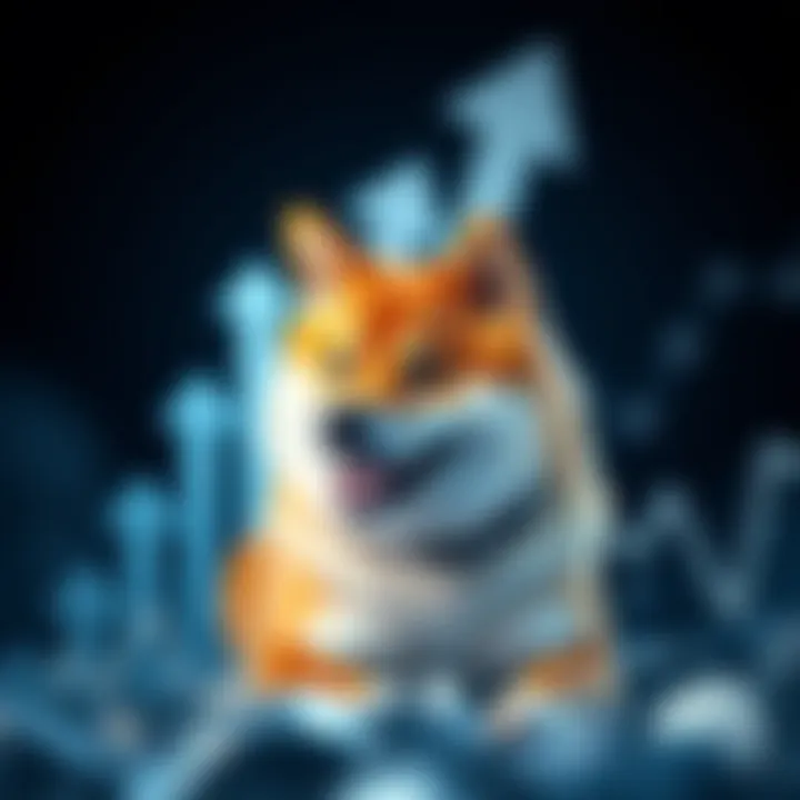 Shiba Inu Price Trend and Market Analysis Shiba Inu coin graphic with upward trending arrows symbolizing potential price growth