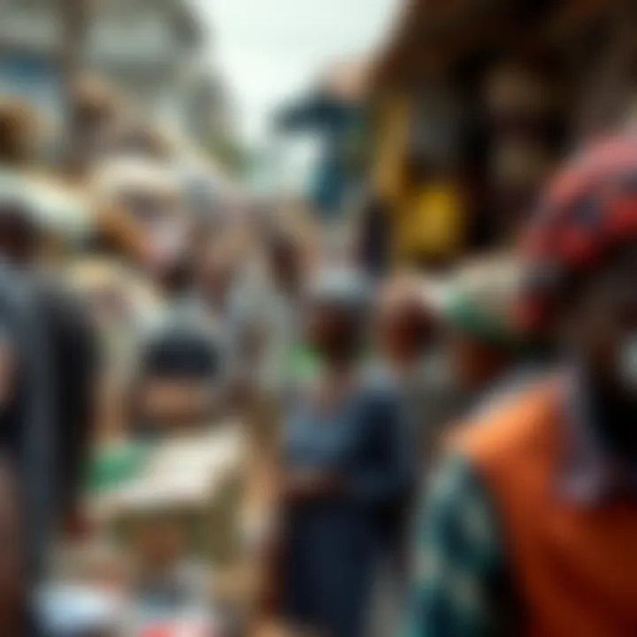Various types of traders engaging in commerce at a busy Kenyan market