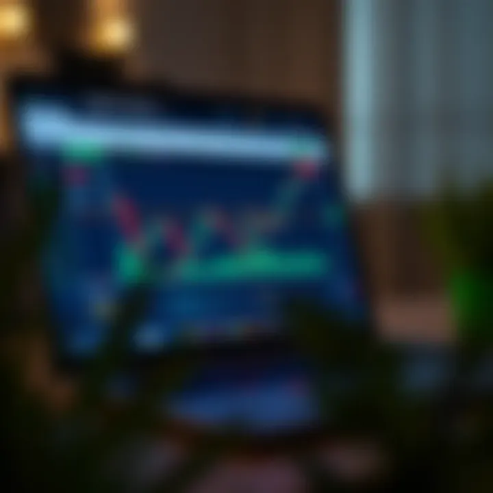 Automated Forex Trading Strategy Visualization Graph showing automated Forex trading performance on a laptop screen