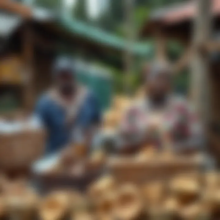 Distinguishing Between Goods and Services in Kenya Comparison illustration showing goods like baskets and services such as market trading