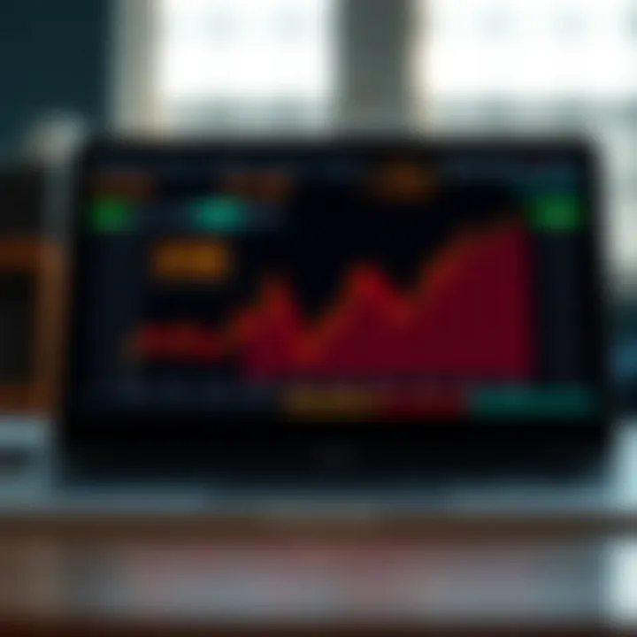 Diagram illustrating the concept of binary options trading with upward and downward trends