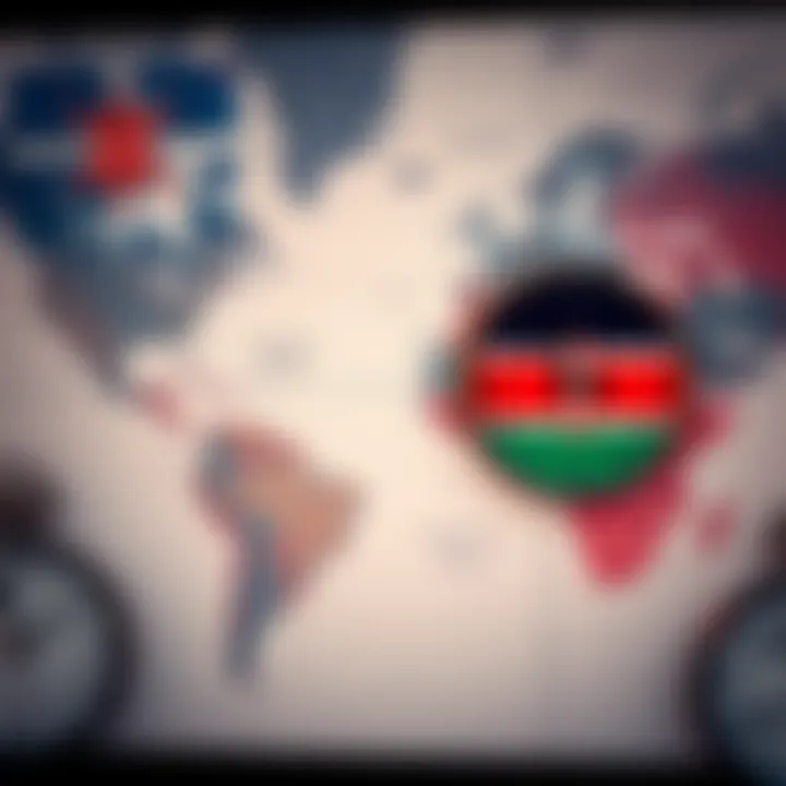 World map highlighting Tokyo and Nairobi with clocks showing respective local times to illustrate forex session overlap