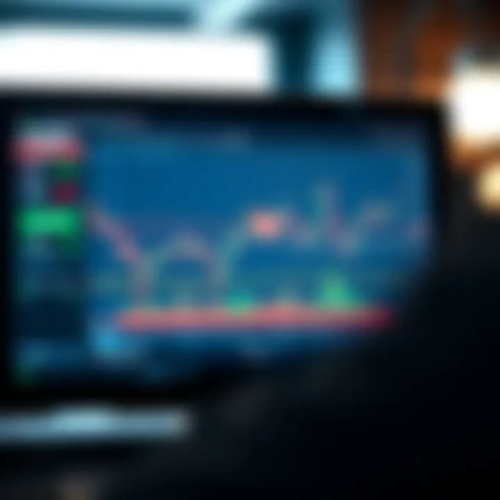 Graphical interface showing a trading bot executing automated trades on a financial chart