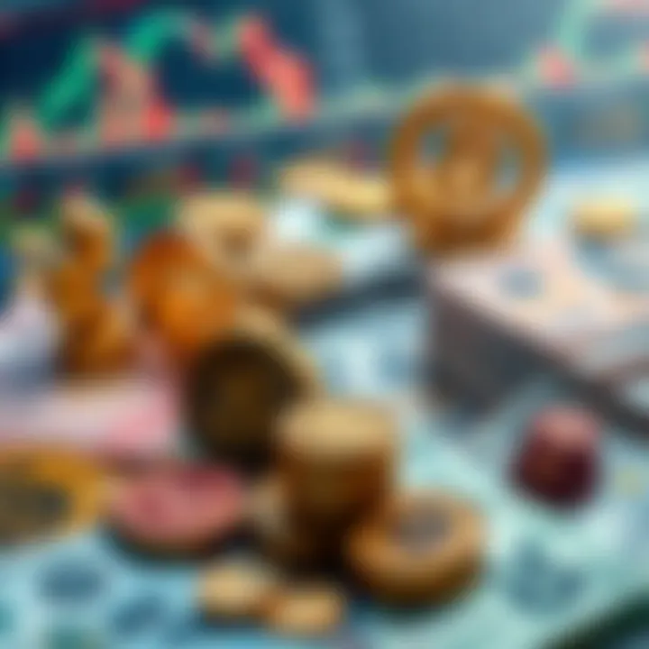 Collection of financial symbols and currency notes representing global forex market dynamics and wealth accumulation
