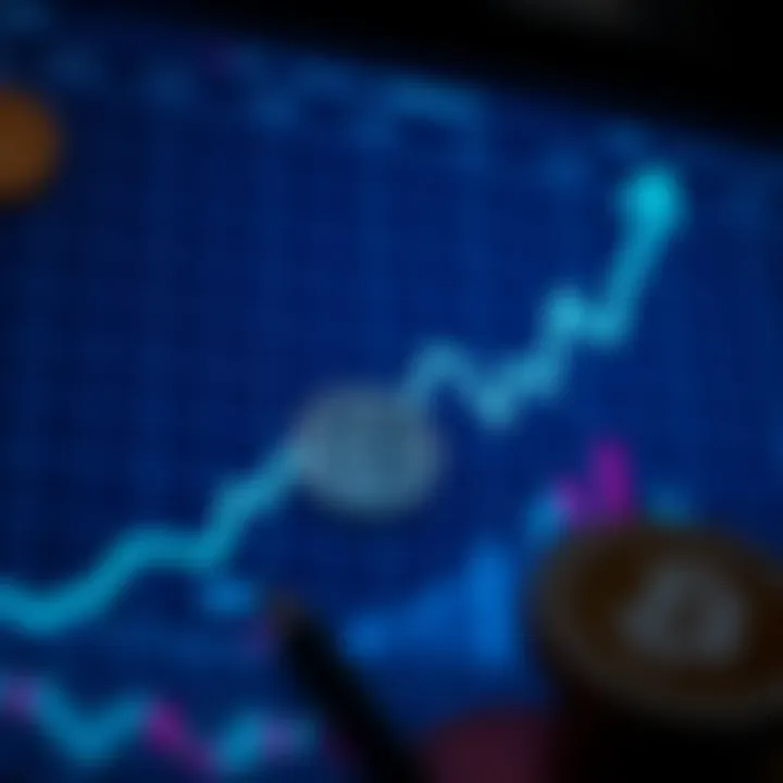 Graph showing upward trend of XRP price with digital currency symbols