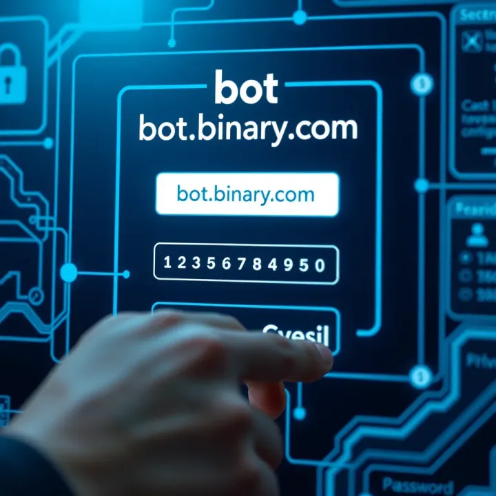 Secure Login Interface for bot.binary.com Secure login interface on bot.binary.com with password entry and verification symbols