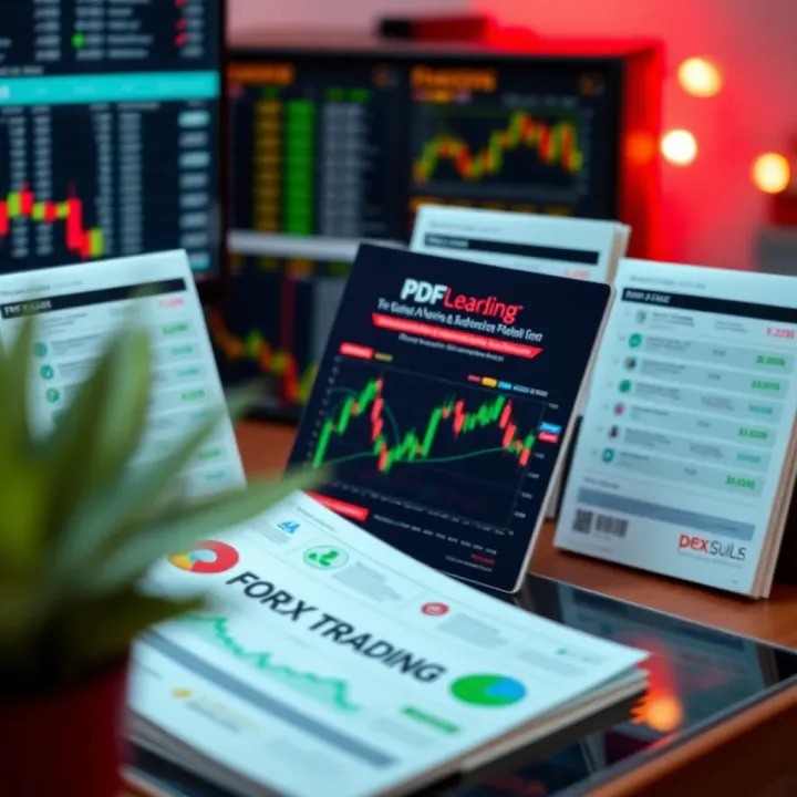 Collection of forex trading PDF guides organized on a digital tablet screen
