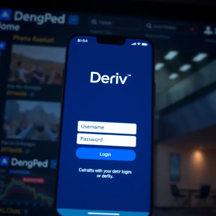 Deriv App Login Interface for Secure Access Deriv app login screen with username and password fields visible