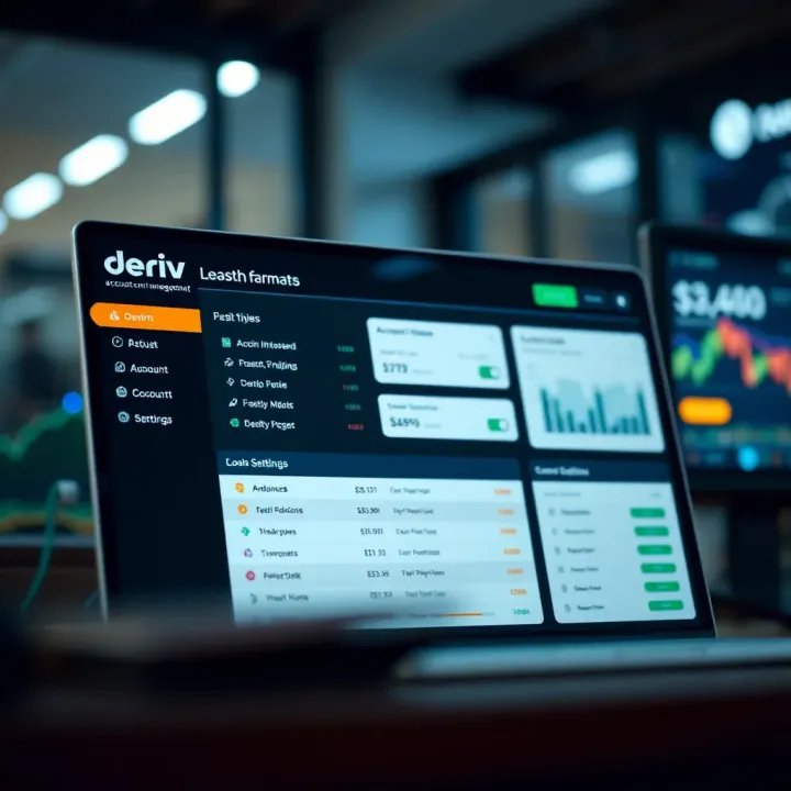 Account Management Dashboard on Deriv Platform Dashboard displaying account management options and settings on Deriv platform