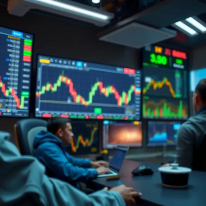 Forex Trading Education and Learning Environment Conceptual illustration of forex trading education with charts and currency symbols in a digital learning environment