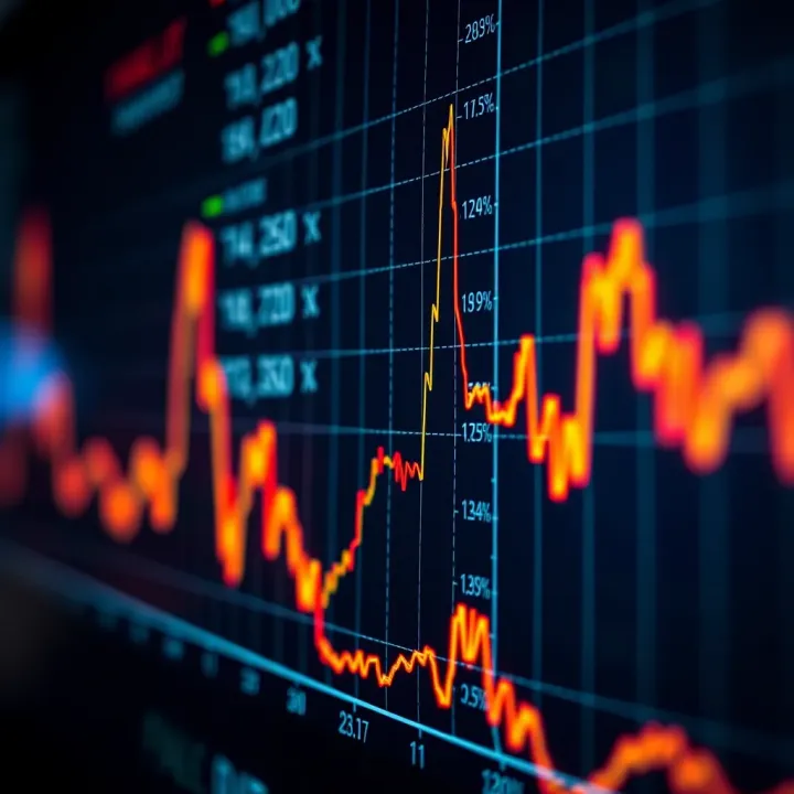 Graph showing currency exchange rate trends in forex market