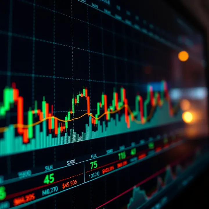 Digital chart showing cryptocurrency market trends with Kenyan Shilling symbols