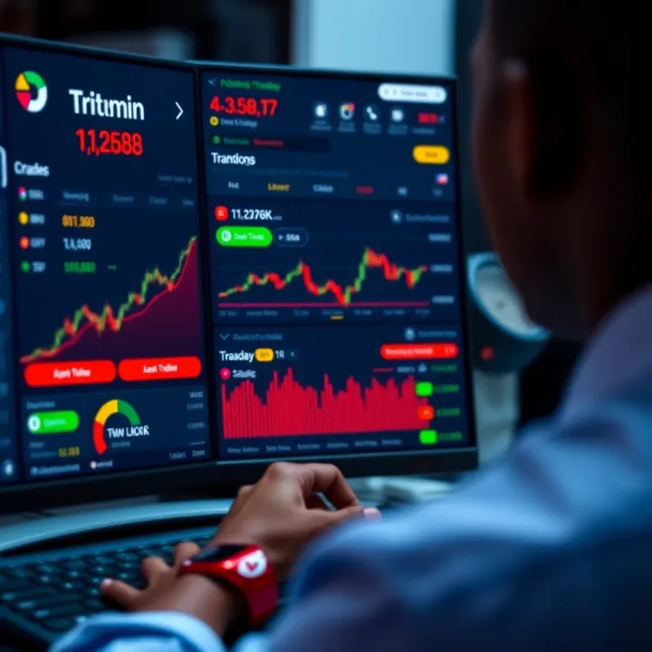 User interface of Deriv app displaying various online trading options and charts