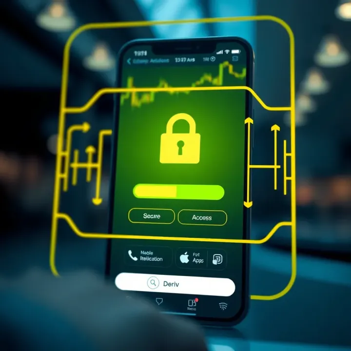 Secure login screen highlighting authentication features of Deriv app