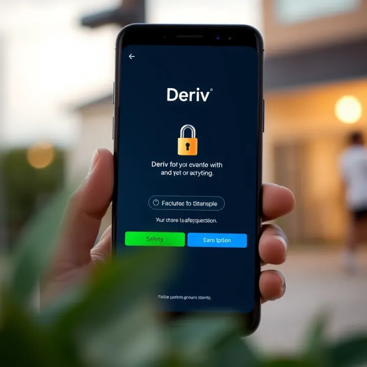 Deriv App Security Features on Android Secure login screen of the Deriv app highlighting encryption and safety features