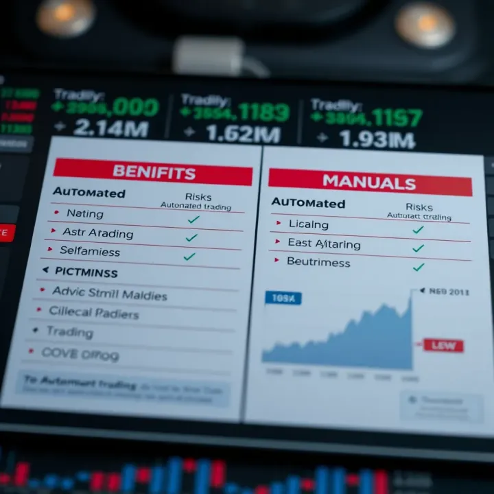 Comparison chart showing benefits and risks of automated trading versus manual trading methods