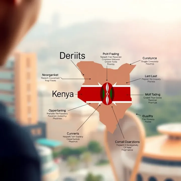 Illustration of Kenya map highlighting benefits and trading opportunities available to local traders using Deriv