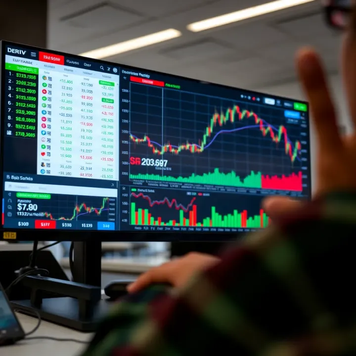 Secure online trading platform interface displaying market charts and trading options