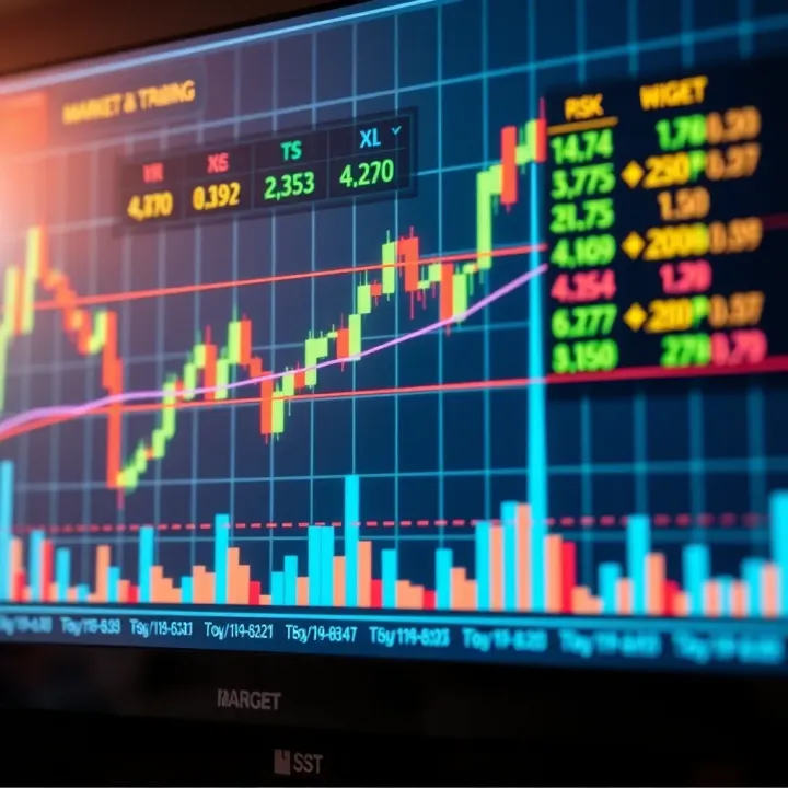 Graph displaying various derivative trading strategies with market trend lines and risk indicators