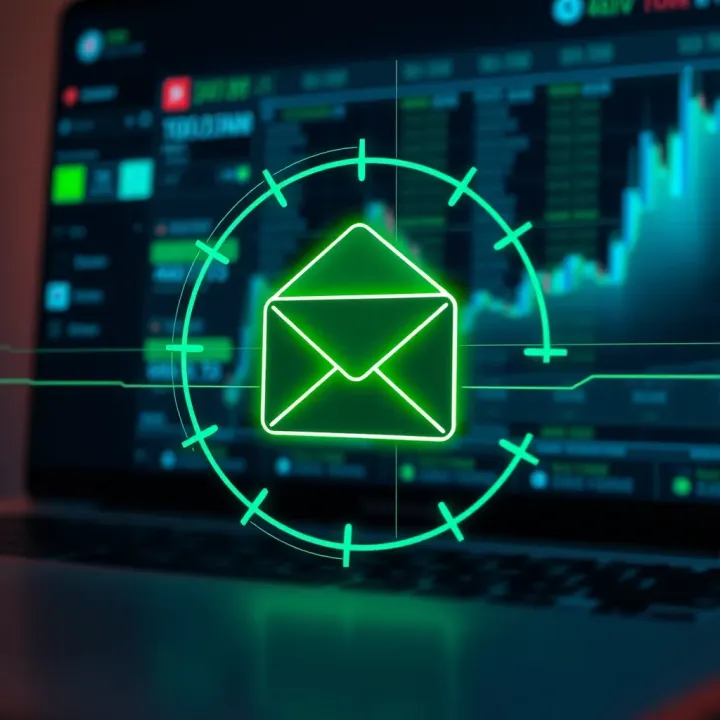 Graphic representation of email security and authentication for online trading platform