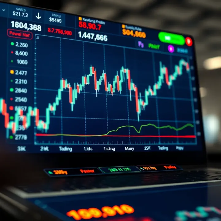 Currency Exchange Rate Trends on Trading Platform Graph displaying currency exchange rates fluctuating over time on a digital platform