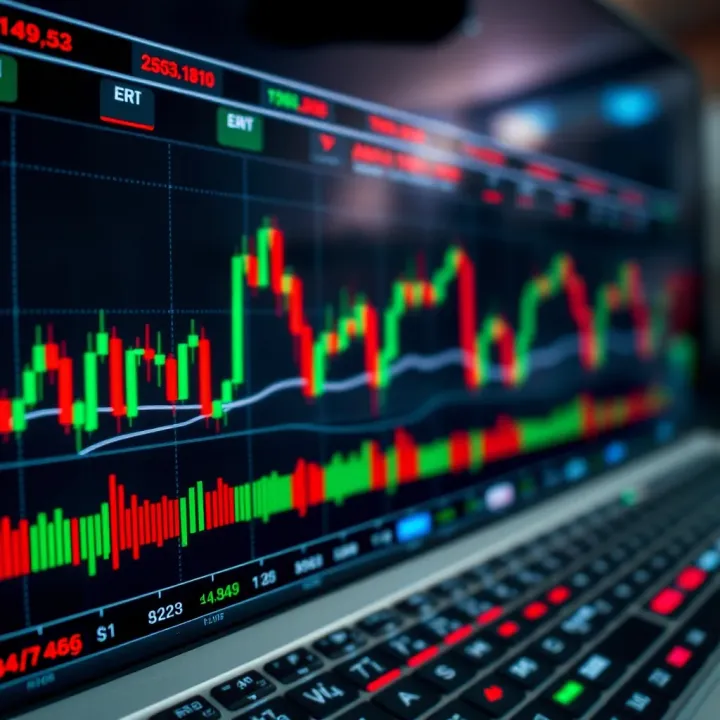 Currency Pair Trends and Technical Analysis in Forex Trading Forex trading chart showing currency pair trends and technical indicators
