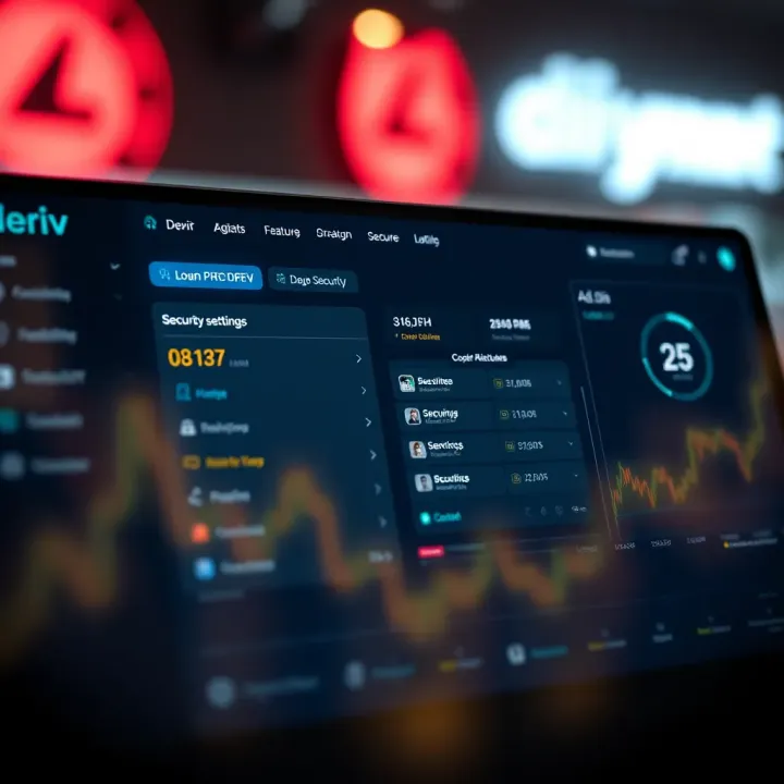 Secure account settings dashboard showcasing security features and user profile management on Deriv