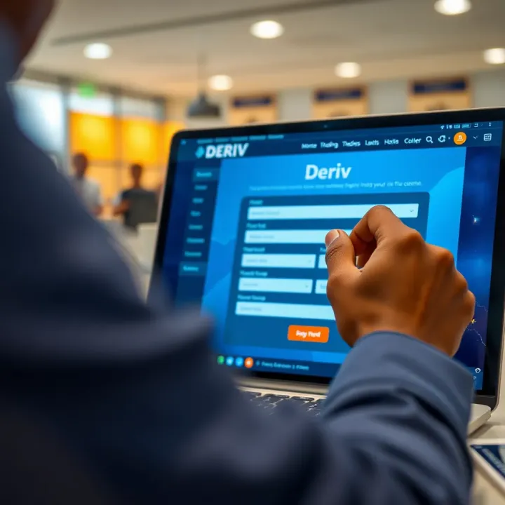 User filling out registration form on Deriv trading platform