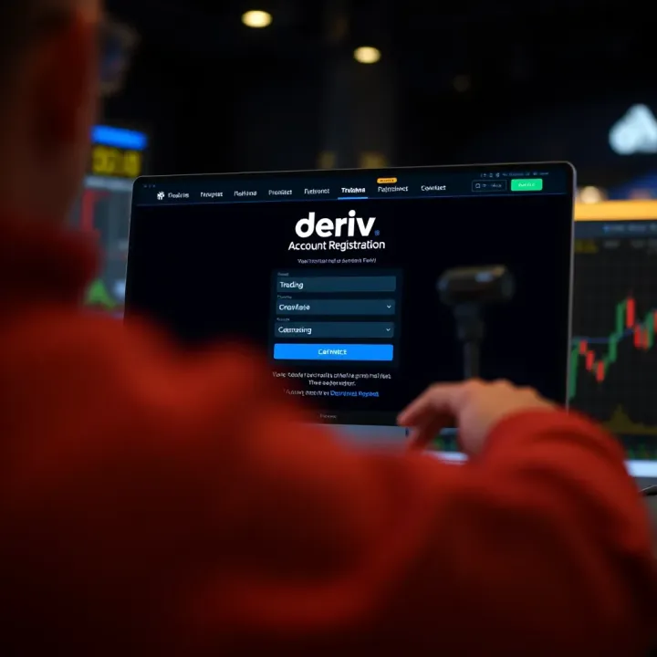 User interface showing account registration form on Deriv trading platform