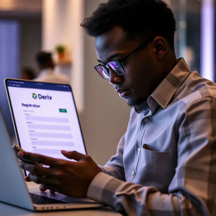 User filling out registration form on Deriv platform