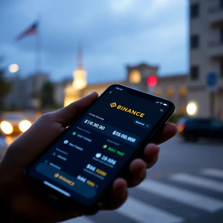 Mobile phone screen showing Binance app with Kenyan Shillings balance ready for transfer