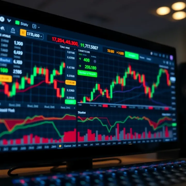TradingView platform dashboard displaying various financial charts and technical indicators