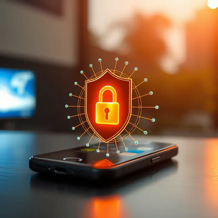 Secure Mobile Transactions with Instant Pesa Illustration of digital security shield protecting mobile transactions on a smartphone