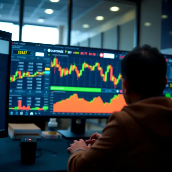 Secure digital trading platform interface with charts and graphs