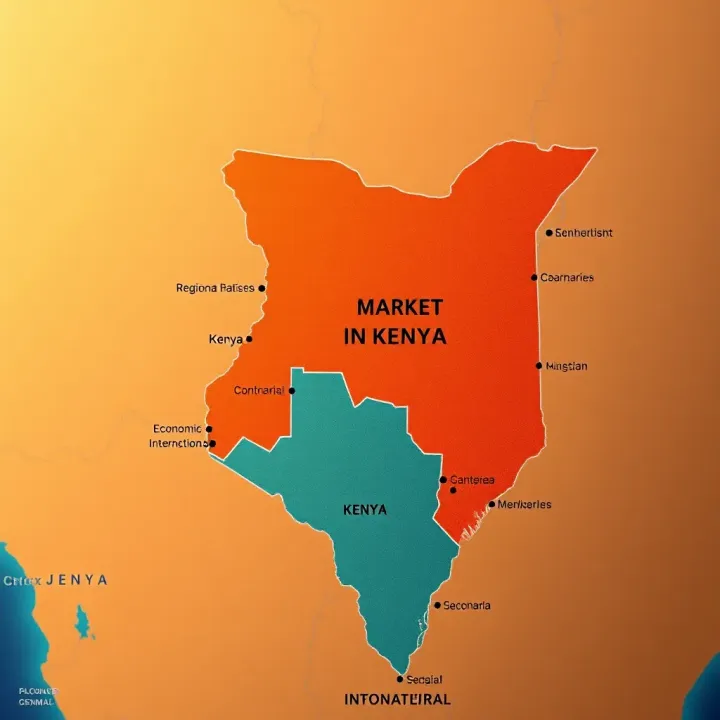 Map highlighting regional trade zones in Kenya showing market boundaries and economic interaction areas