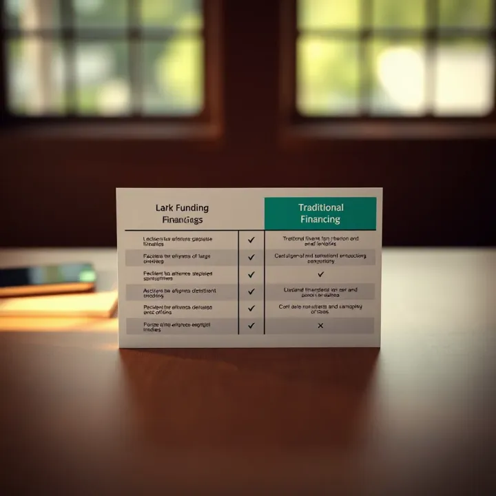 Comparison chart showing differences between Lark funding and traditional financing options for small businesses