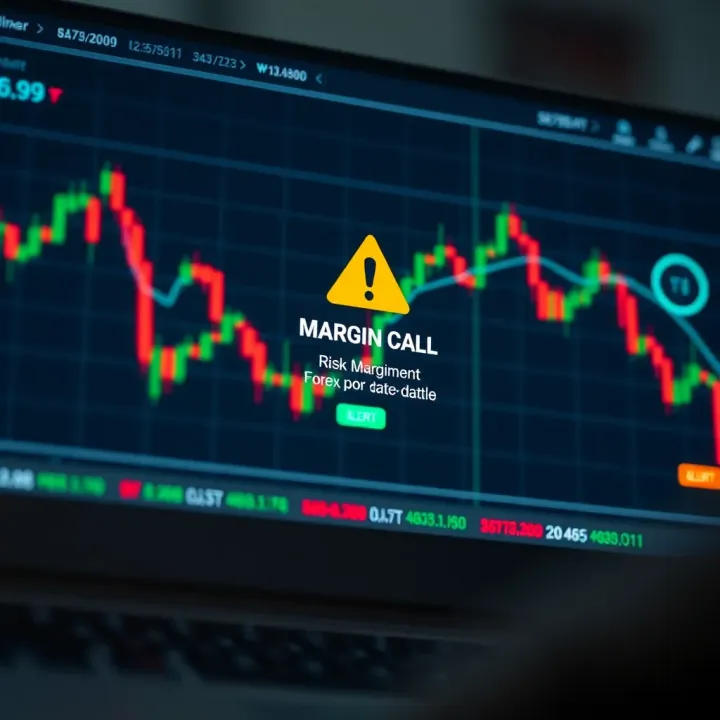 Margin Call Alerts and Risk Management in Forex Trading Diagram of margin call warning on trading platform screen with currency charts and alert icons